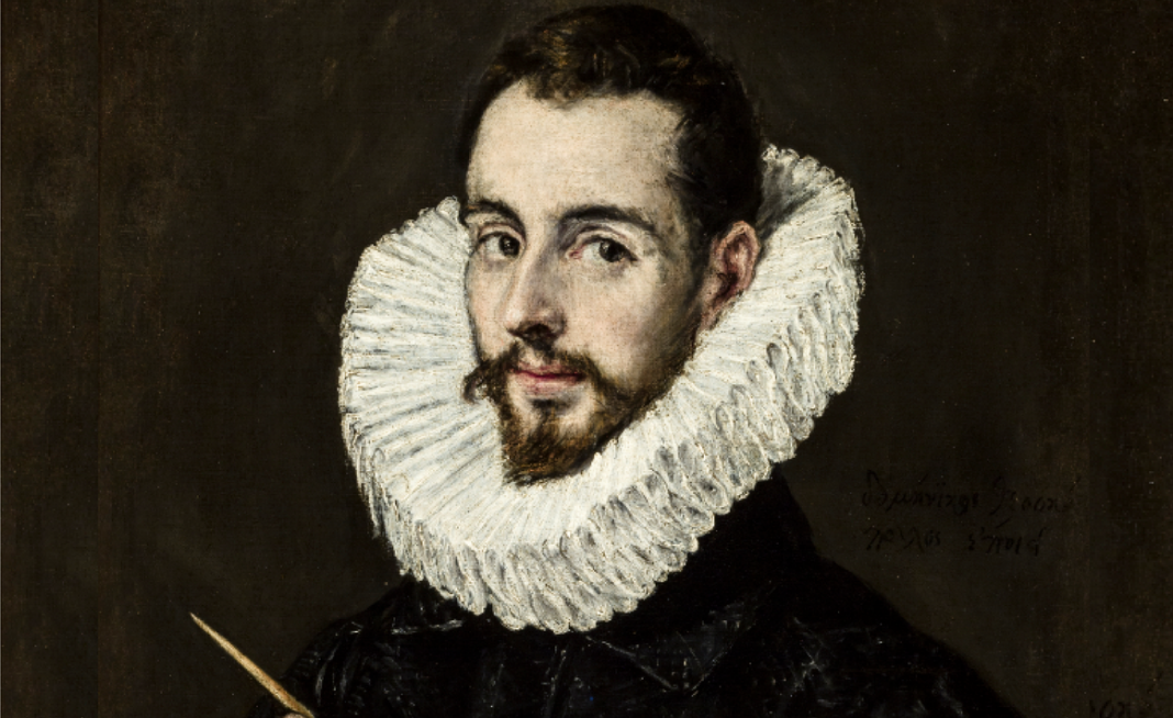 El Greco Fragmento de retrato de El Greco realizado por su hijo Jorge Manuel Theotocópuli. Se encuentra en el Museo de Bellas Artes de Sevilla (España). Imagen de dominio público distribuida por Wikimedia Commons.