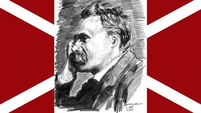 Nietzsche-Flickr Diseño hecho a partir de la ilustración de Friedrich Nietzsche for PIFAL. Arturo Espinosa. Flickr. En dominio público bajo licencia Creative Commons Attribution 2.0 Generic (CC BY 2.0).