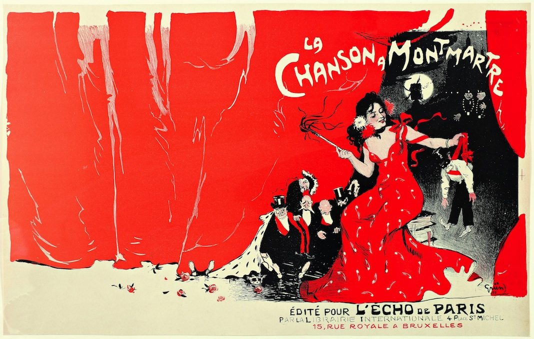 Jules Grün (1868-1938), La canción de Montmartre, 1900. Prueba litográfica para cubierta,35,5 × 56,5 cm. Colección particular © Colección particular