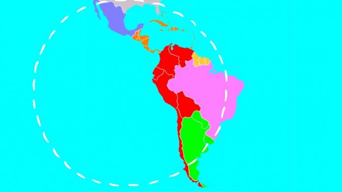 I Congreso Internacional de Estudios Latinoamericanos & del Caribe (1) América latina. Diseño hecho a partir de mapa distribuido por Wikimedia Commons de dominio público. Autor: Deyvid Aleksandr Raffo Setti.