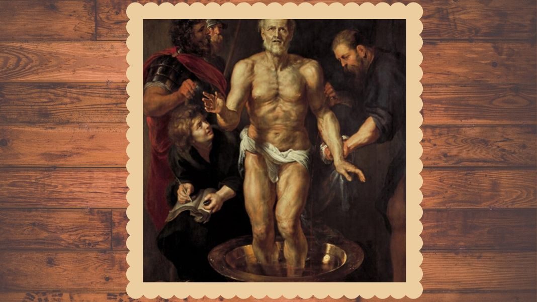 Séneca, por Rubens Diseño hecho a partir del cuadro de Rubens «Séneca moribundo», de Bavarian State Painting Collections (Munich).