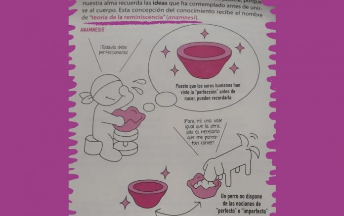 Historia visual de la filosofía Un alfarero intenta dar forma a ciegas a un bloque de arcilla. No sabe lo que busca, pero sabe lo que quiere. Así representan Masato Tanaka y Tetsuya Saito la anamnesis de Platón en la «Gran historia visual de la filosofía» de Blackie books.
