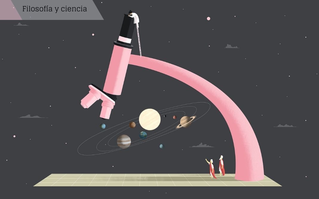 Dosier Filosofía y ciencia. Ilustración: Ana Yael «No hay una discontinuidad esencial entre la ciencia y la filosofía. Hay más bien una continuidad de fines y de métodos entre ellas (aunque no una identidad total)». Antonio Diéguez. © Ana Yael