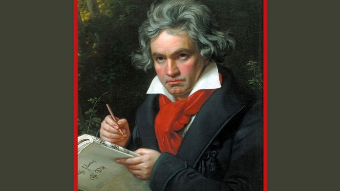 Beethoven Beethoven (1770-1827). Diseño hecho a partir del «Retrato de Ludwing van Beethoven mientras componía la Misa Solemne», de Karl Joseph Stieler, distribuido por Wikipedia en dominio público.
