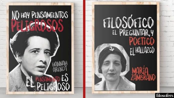 Arendt y Zambrano Diseño hecho a partir de dos láminas de Hannah Arendt y María Zambrano creadas por Filosofers. Puedes encontrarlas en filosofers.com