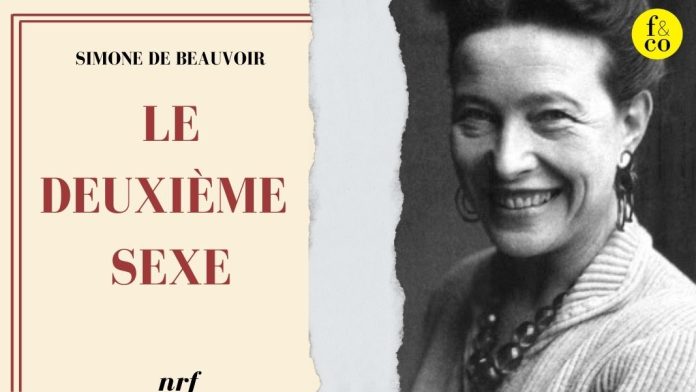 El Segundo Sexo de Simone de Beauvoir Simone de Beauvoir publicó El segundo sexo por primera vez en la famosa editorial francesa Gallimard en 1949. Desde entonces, es un libro de referencia para pensar la emancipación de la mujer desde la filosofía. Montaje realizado a partir de una imagen de Wikimedia commons con licencia CC BY-SA 4.0.