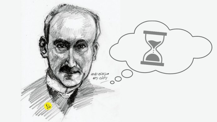 Bergon el tiempo y la duda Bergson cambió radicalmente la forma de comprender el tiempo. En este artículo, Júlia Ripoll nos introduce a esta concepción desde uno de sus modos en el ser humano: la duda. Diseño propio a partir de una ilustración de Bergson de Arturo Espinosa en Flickr (CC BY-NC-SA 2.0).