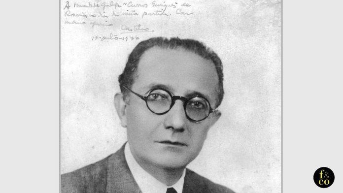 Tras la guerra civil y la derrota republicana, Castelao abandona España. Desde Argentina sigue promoviendo la cultura gallega. Imagen de Á Irmandade Galega Curros Enríquez de Rosario, no día da miña partida. Castelao, 1946. De dominio público, distribuida por Wikimedia Commons.